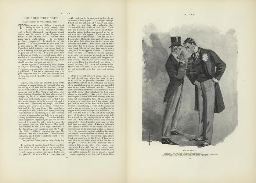 "Him" Desultory Notes: From Crests to "Bachelor Dens"