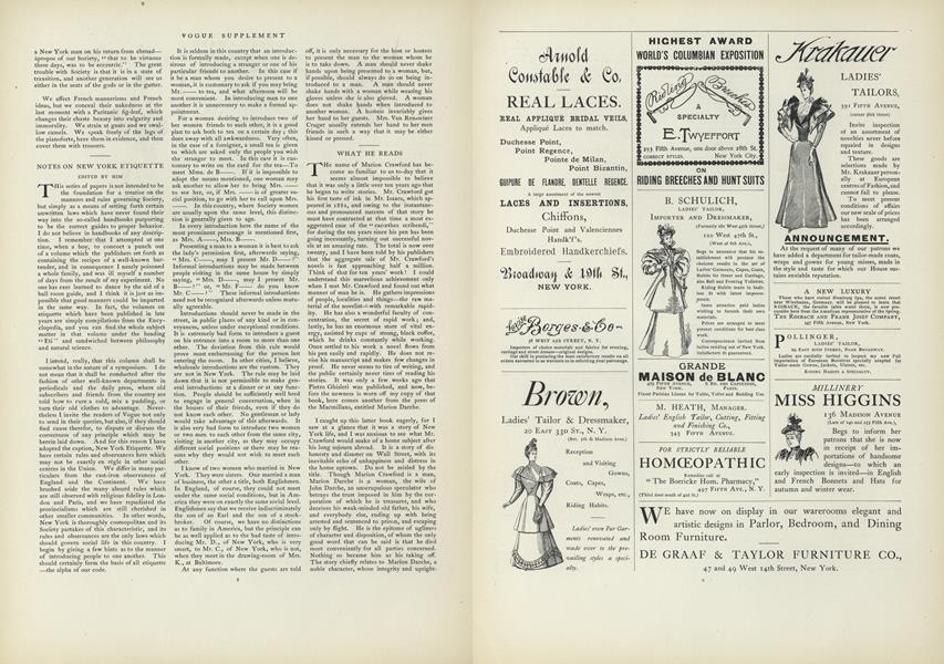 Notes on New York Etiquette: Edited by Him