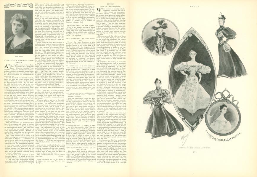 An Interview with Mrs. Sarah Grand Vogue NOVEMBER 14, 1895