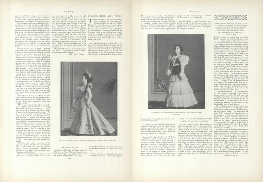 As Seen by Him: To Dress a Man Must Seriously Study Not Only the Mode...