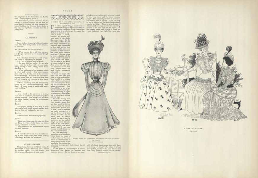 As Seen by Him: A Homily on Proper Attire as Distorted by Certain Classes