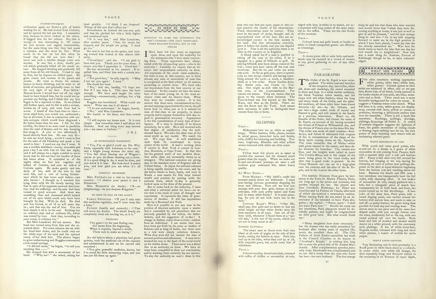 As Seen by Him: Difficult to Name the Authority for Men's Fashions...