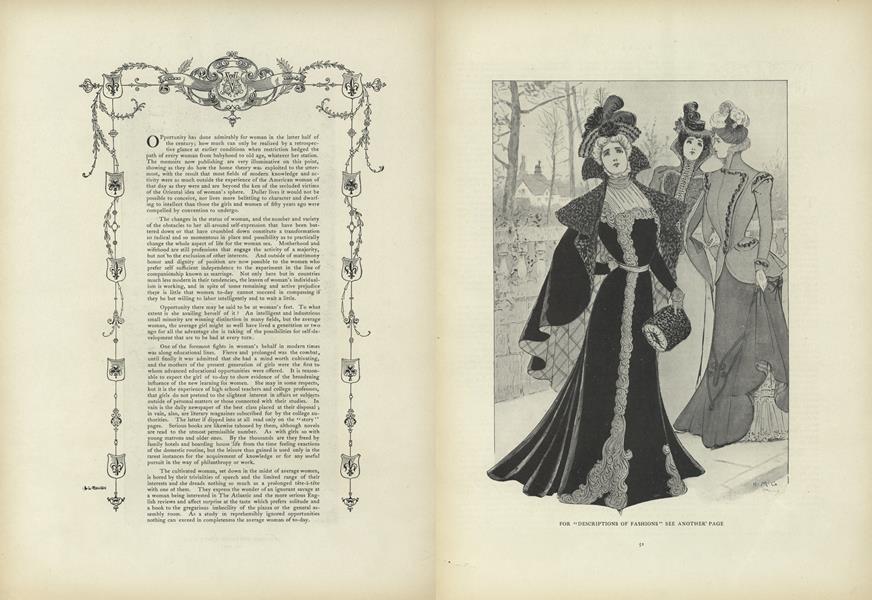 Social Topics: Woman's Neglected Opportunities | Vogue | JANUARY 26, 1899