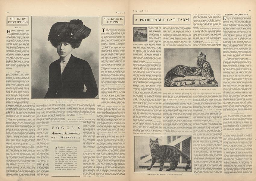 A Profitable Cat Farm Vogue SEPTEMBER 4, 1909