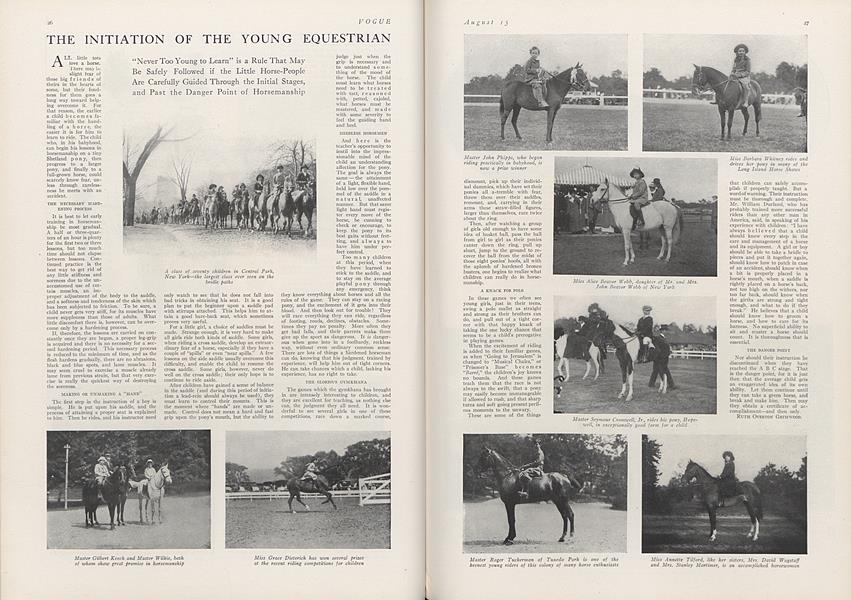 The Initiation of the Young Equestrian | Vogue | August 15, 1912