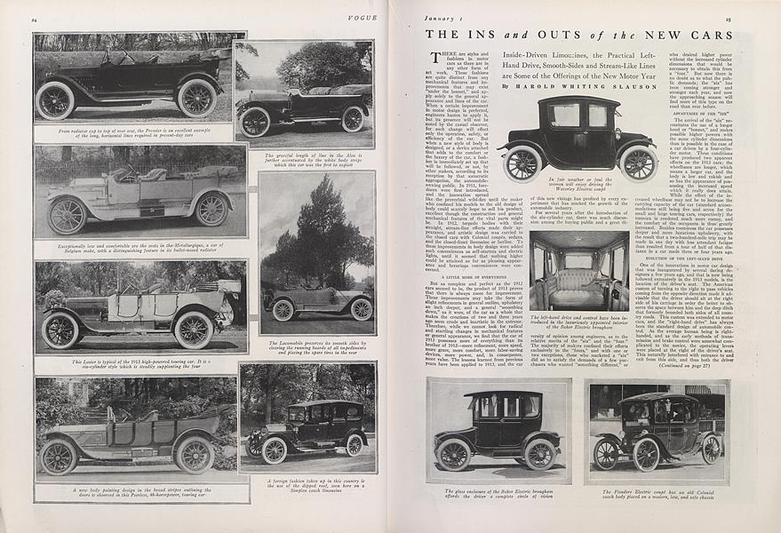 The Ins and Outs of the New Cars | Vogue | January 1, 1913