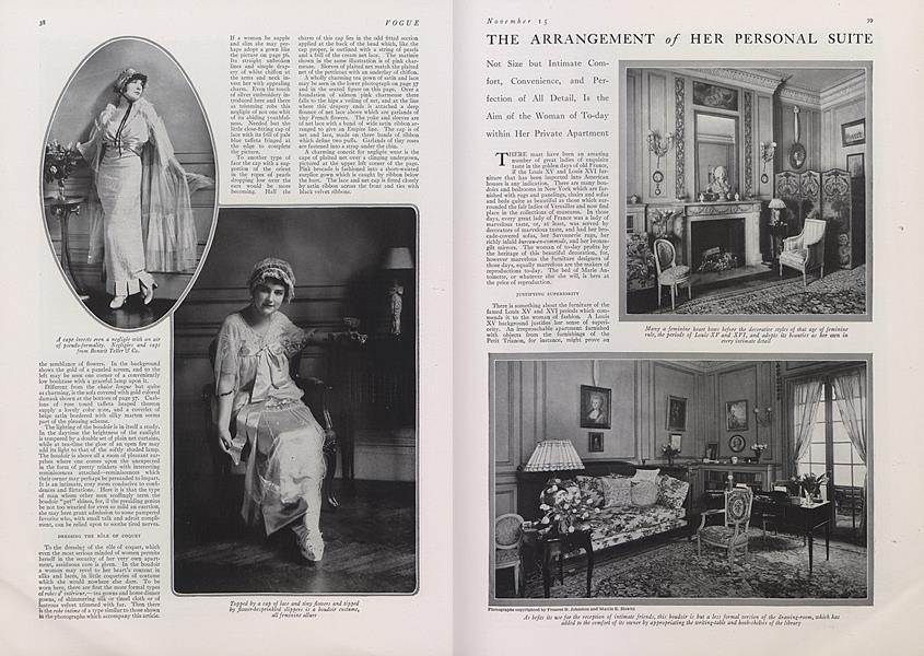 The Arrangement of Her Personal Suite | Vogue | November 15, 1914