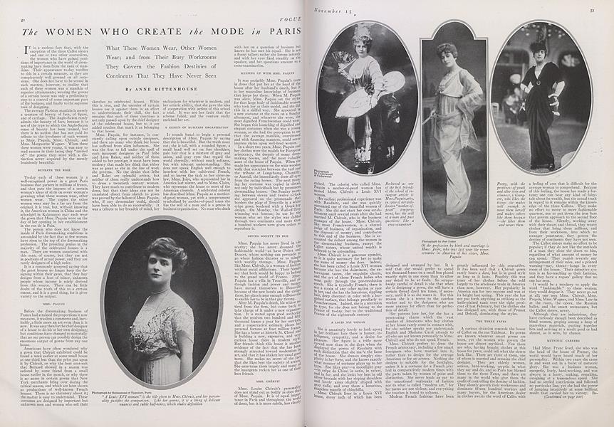 The Women Who Create the Mode in Paris | Vogue | November 15, 1914