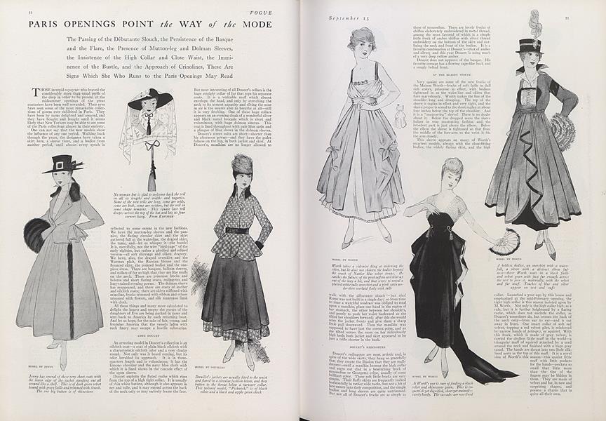 Paris Openings Point the Way of the Mode | Vogue | September 15, 1915