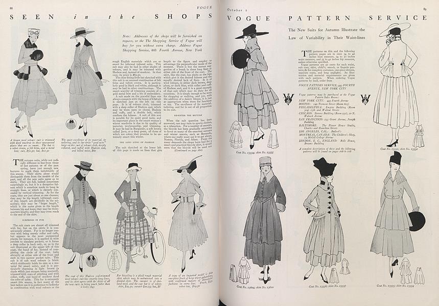 Vogue Pattern Service | Vogue | October 1, 1916