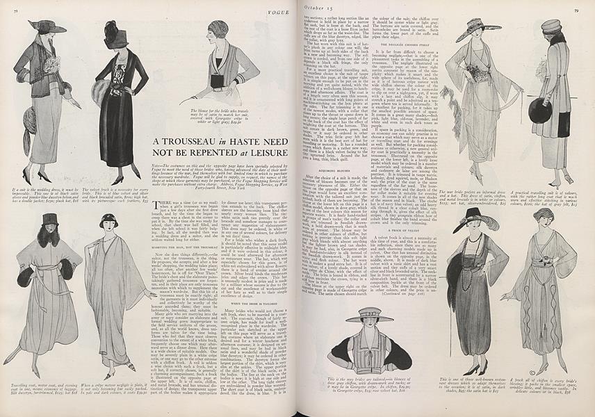 A Trousseau in Haste Need Not Be Repented at Leisure