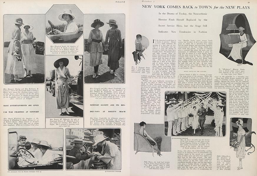 New York Comes Back to Town for the New Plays Vogue Oct. 1, 1918