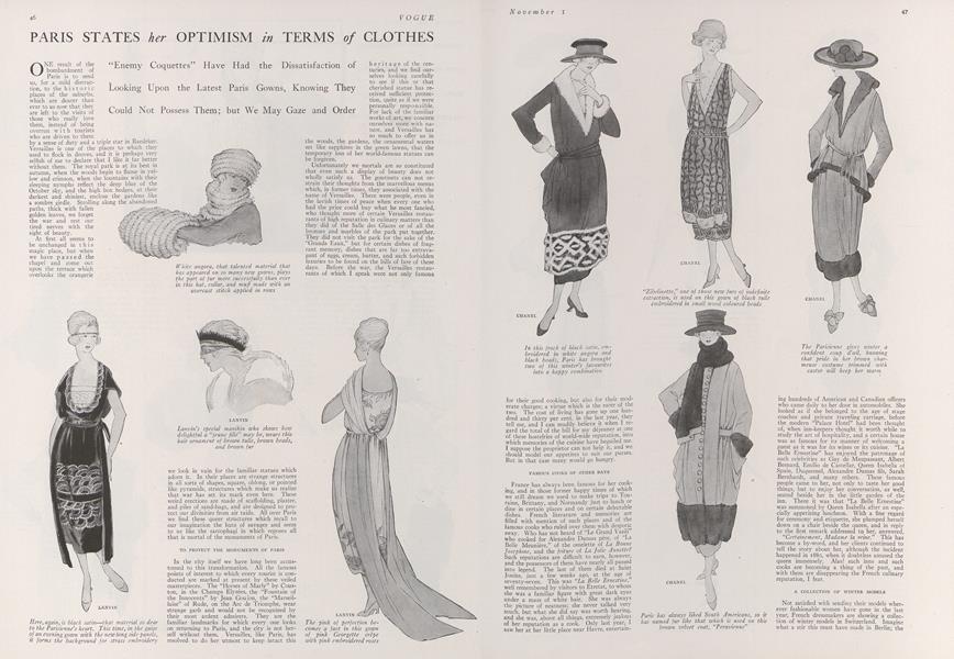 Paris States Its Optimism in Terms of Clothes | Vogue | Nov. 1, 1918