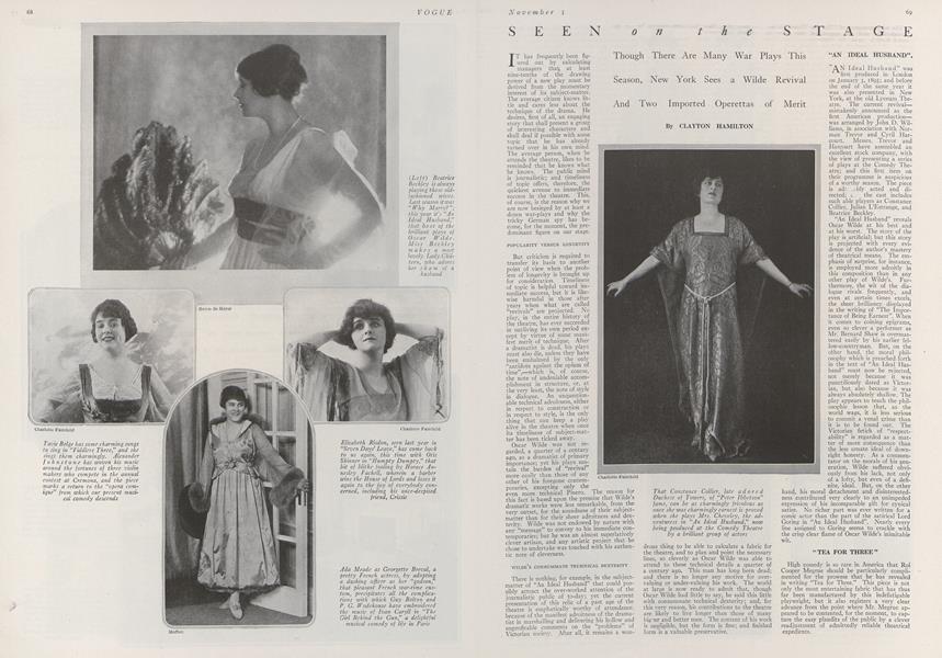 Seen on the Stage Vogue Nov. 1 1918