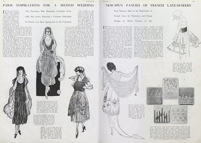 Paris Inspirations for a Second Wedding | Vogue | April 1st, 1920