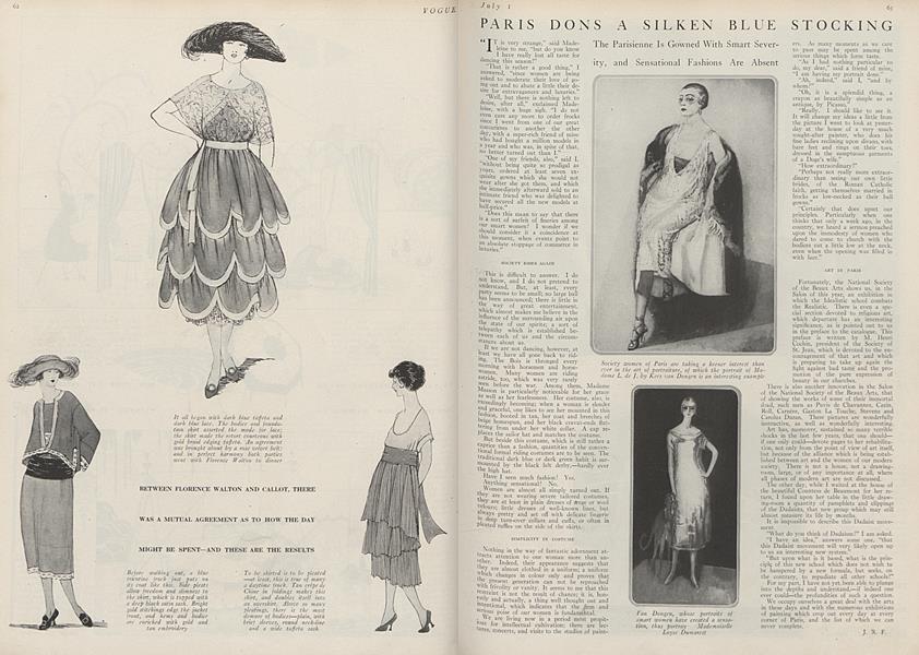 Paris Dons a Silken Blue Stocking | Vogue | July 1, 1920