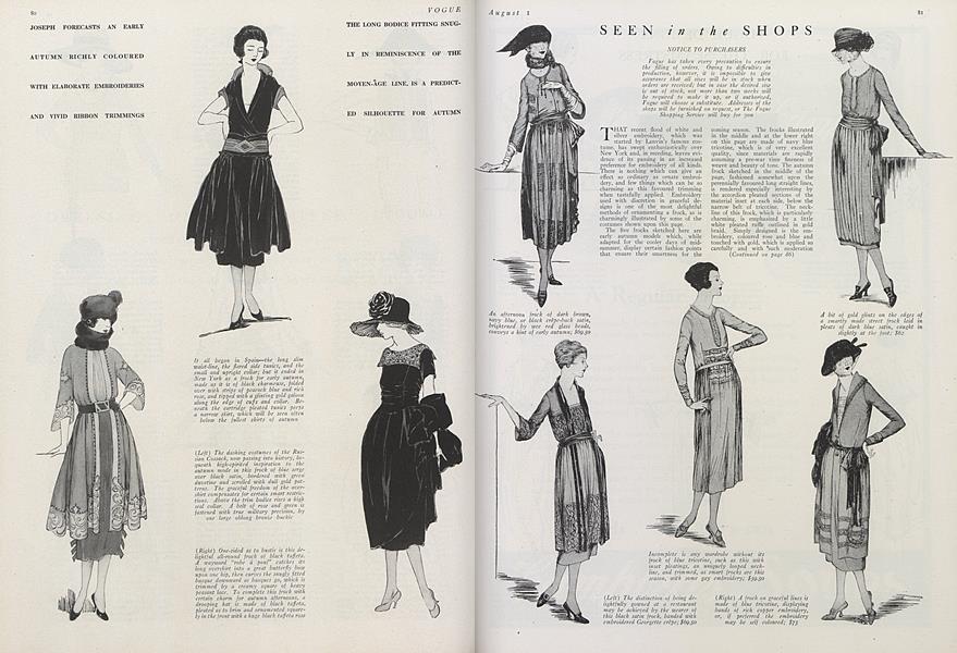 Seen in the Shops | Vogue | August 1, 1920