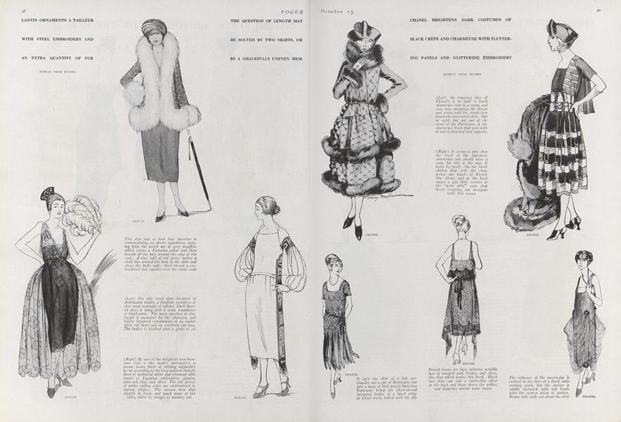 Chanel Brightens Dark Costumes | Vogue | October 15, 1920