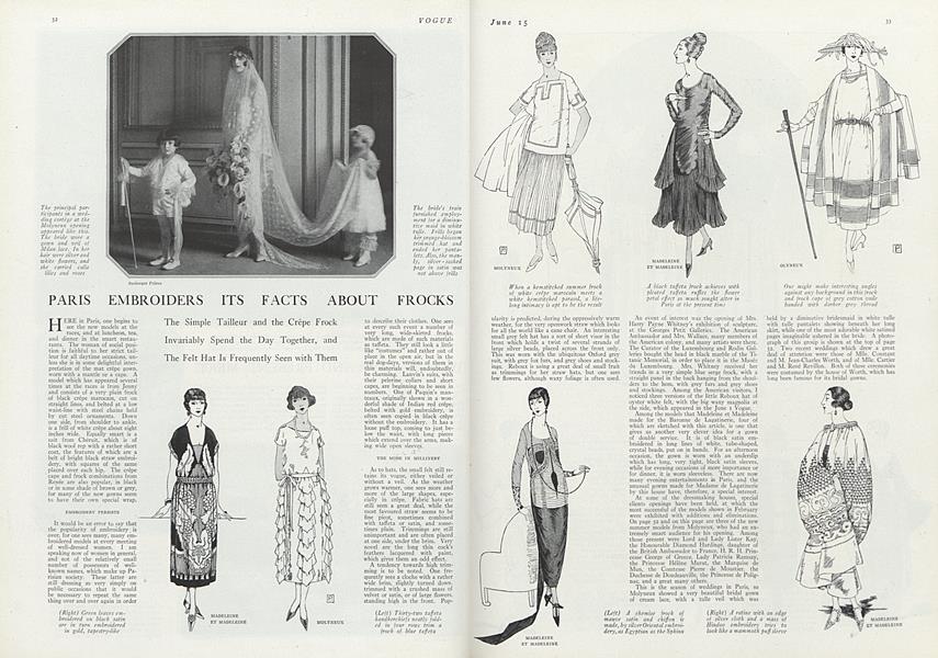 Paris Embroiders Its Facts About Frocks | Vogue | June 15th, 1921