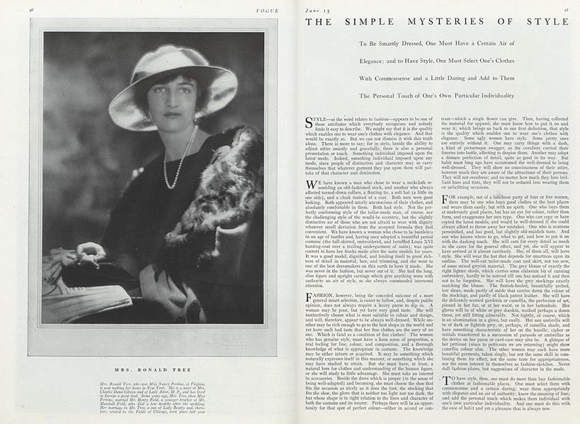 The Simple Mysteries of Style | Vogue | June 15th, 1921