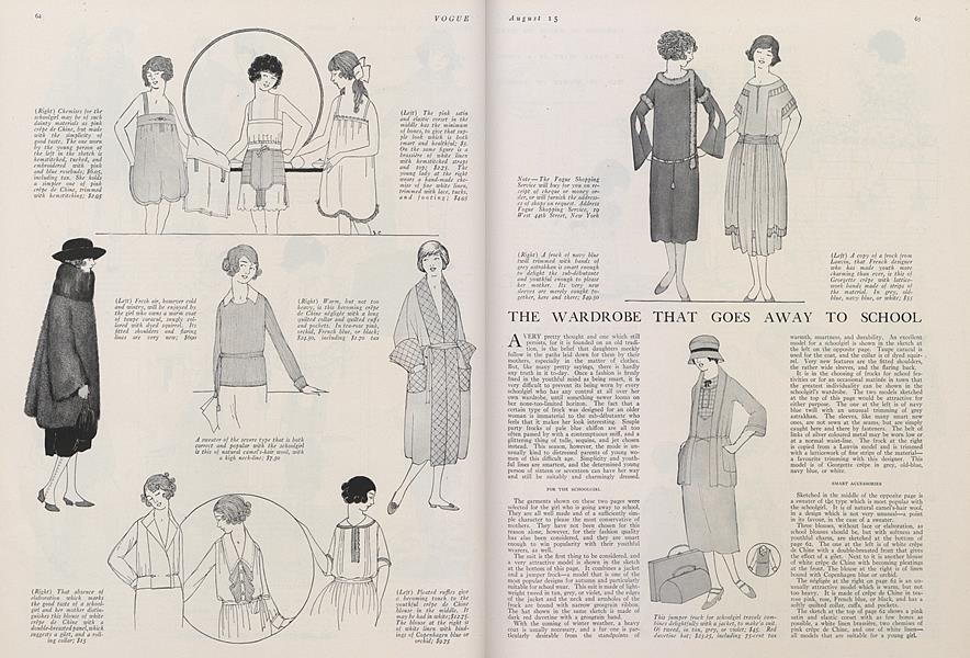 The Wardrobe That Goes Away to School | Vogue | Aug. 15th, 1921