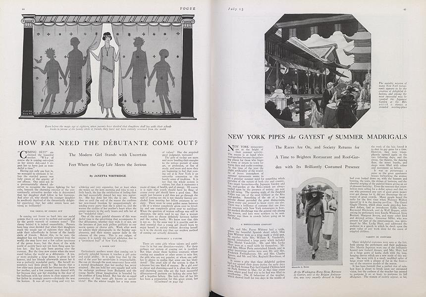 New York Pipes the Gayest of Summer Madrigals