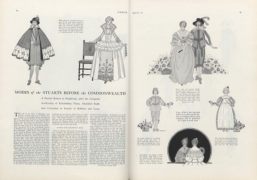 Modes of the Stuarts before the Commonwealth | Vogue | April 15, 1923