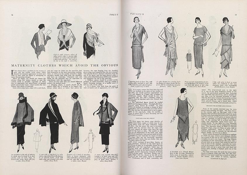 Maternity Clothes Which Avoid the Obvious | Vogue | February 15, 1924