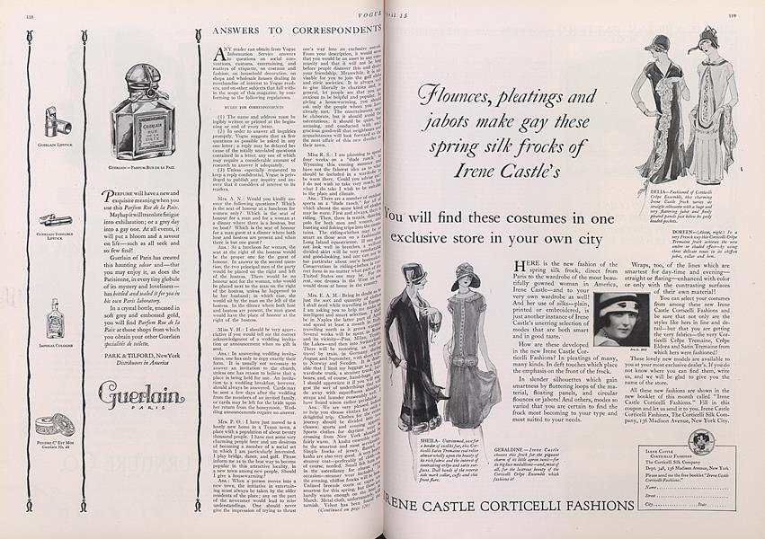 Answers to Correspondents