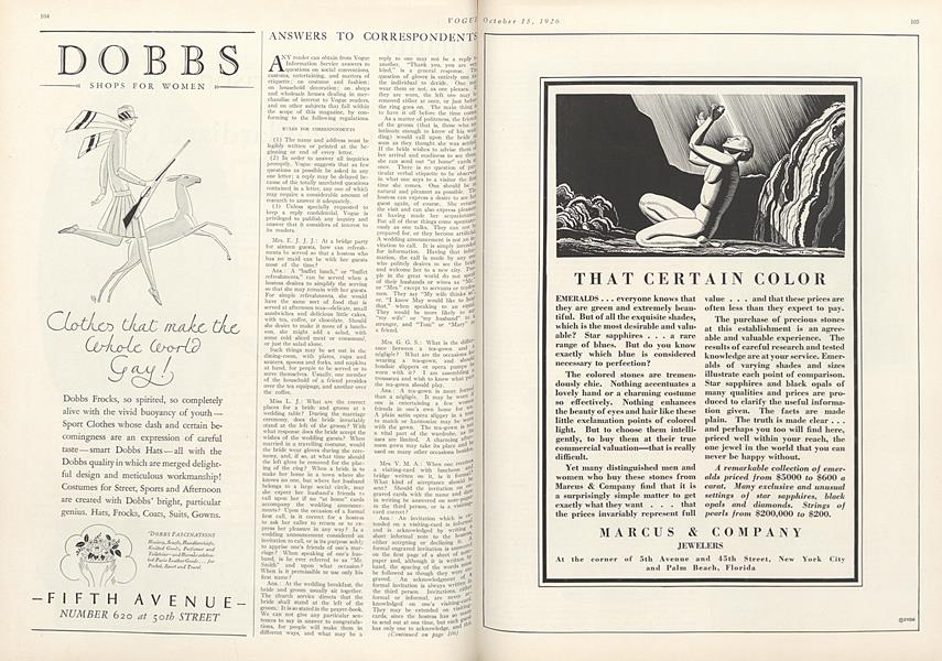 Answers to Correspondents