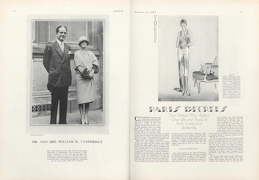 Paris Decrees | Vogue | OCTOBER 15, 1927
