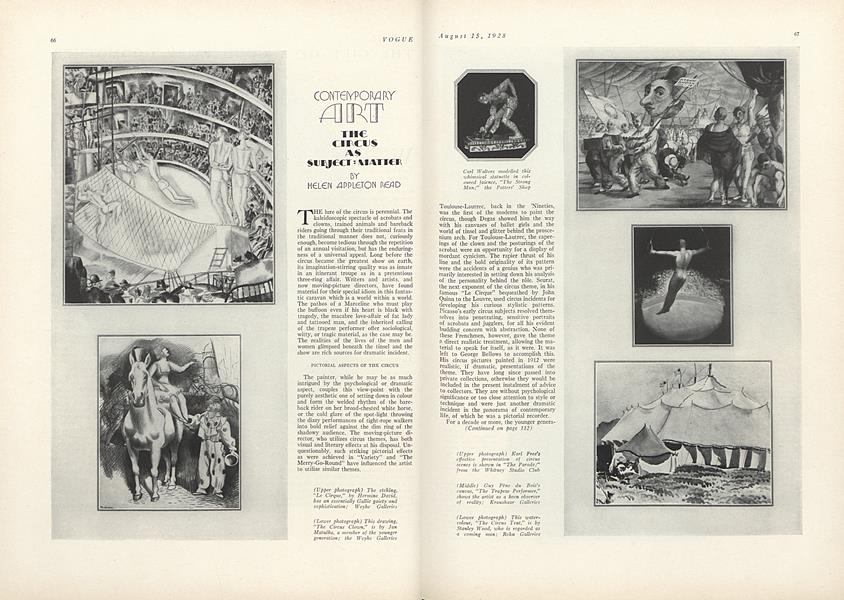 Contemporary Art: The Circus as Subject-Matter