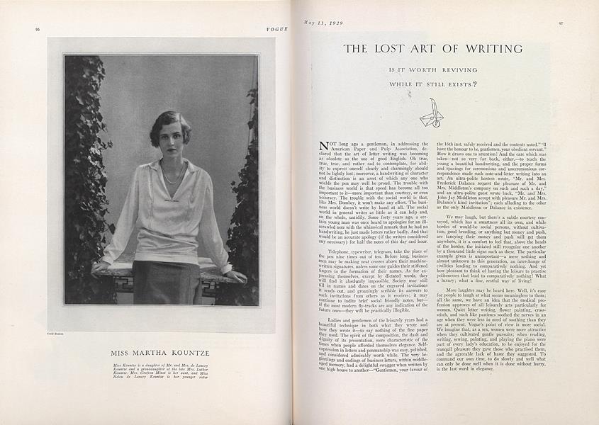 The Lost Art of Writing | Vogue | May 11, 1929