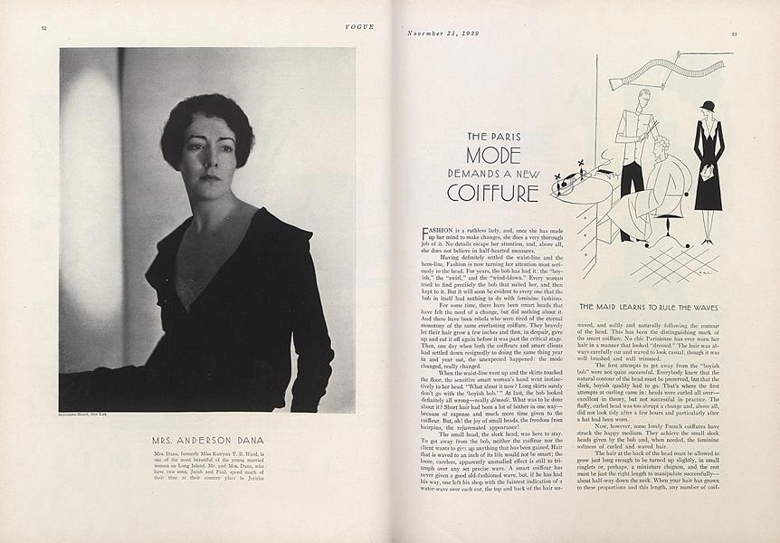 The Paris Mode Demands a New Coiffure | Vogue | November 23, 1929