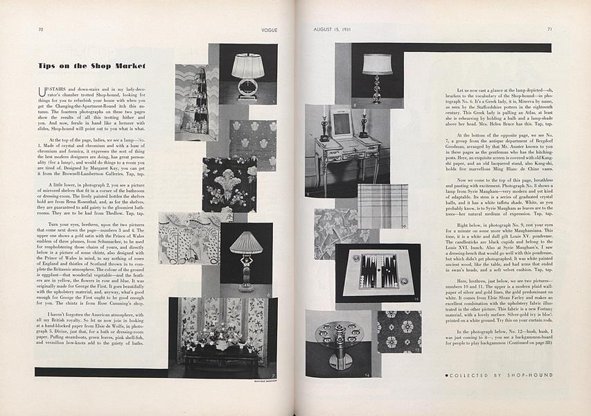 Tips on the Shop Market Collected by Shop-Hound