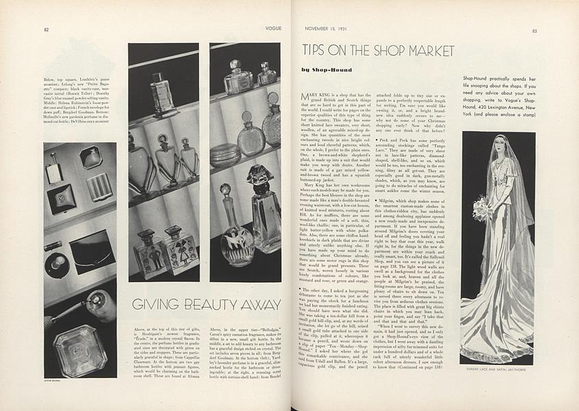 Tips on the Shop Market: Udall and Ballou/Peck and Peck...