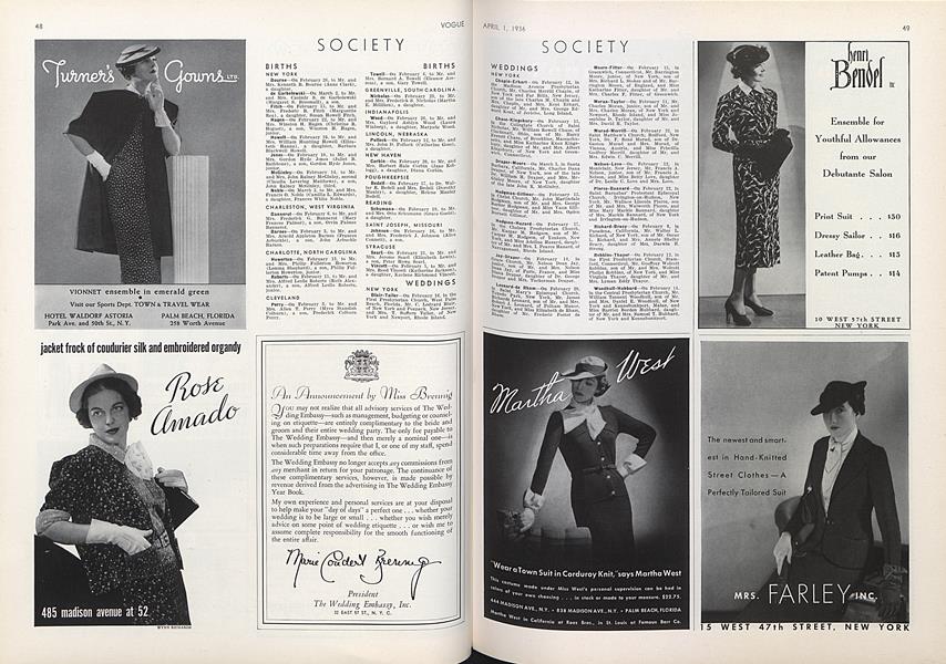 Society | Vogue | APRIL 1, 1936