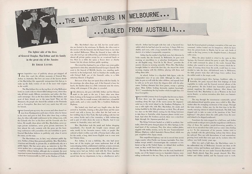 The MacArthurs in Melbourne...Cabled from Australia