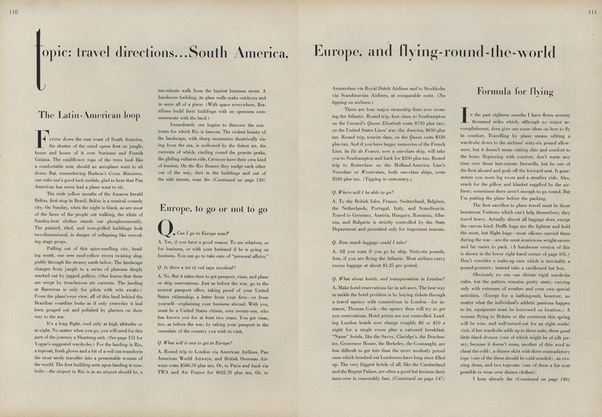 Topic: Travel Directions–The Latin-American Loop