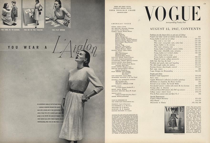 Table of Contents | Vogue | AUGUST 15, 1947