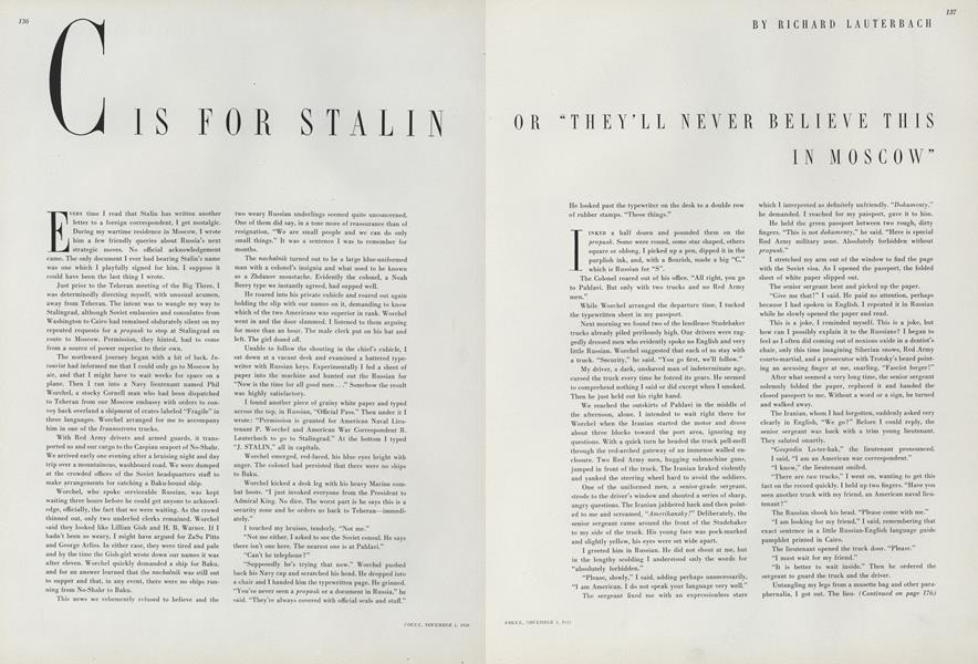 C is for Stalin, or, "They'll Never Believe This in Moscow"