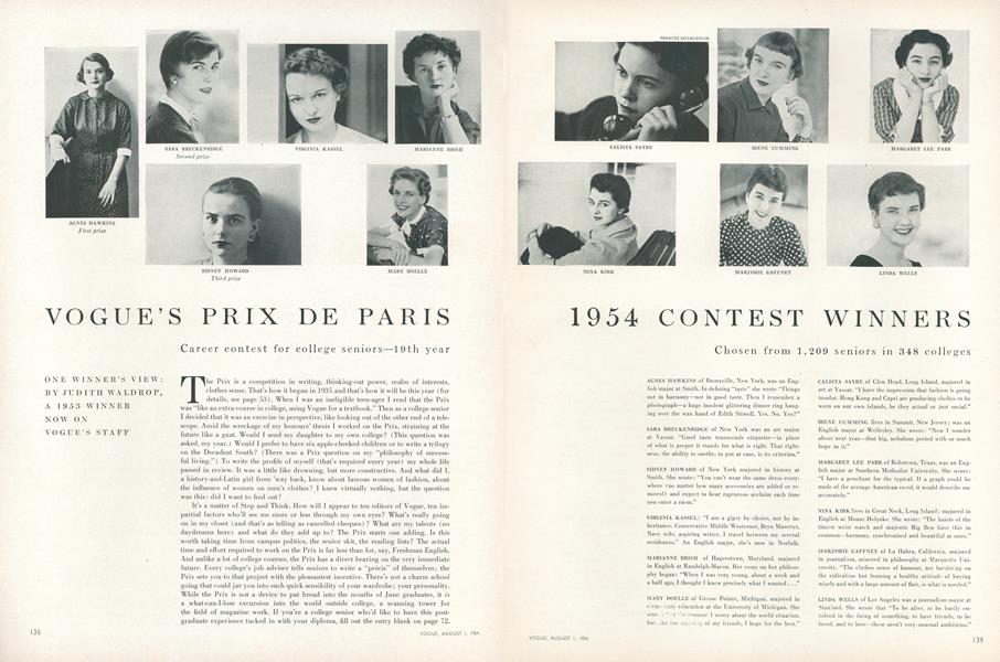 Vogue's Prix de Paris 1954 Contest Winners