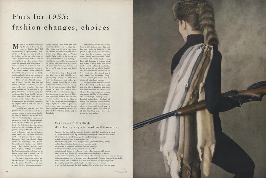 Furs for 1955: Fashion Changes, Choices