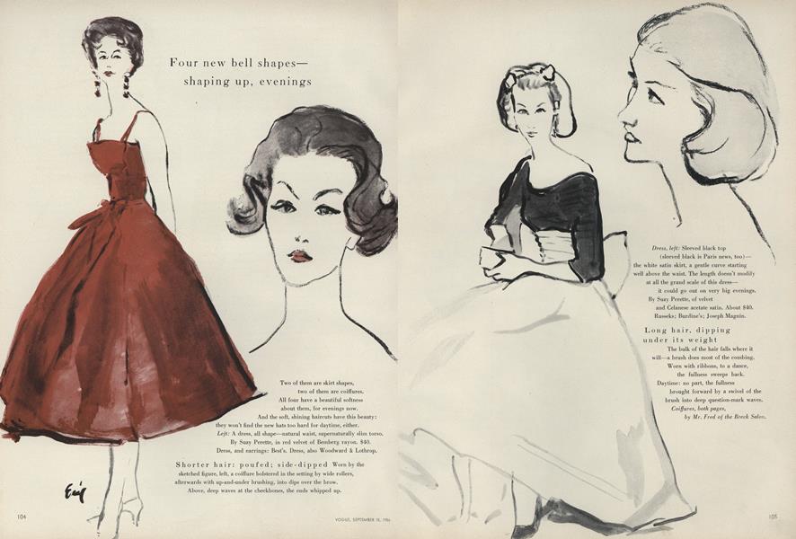 Four New Bell Shapes - Shaping Up, Evenings | Vogue | SEPTEMBER 15, 1956