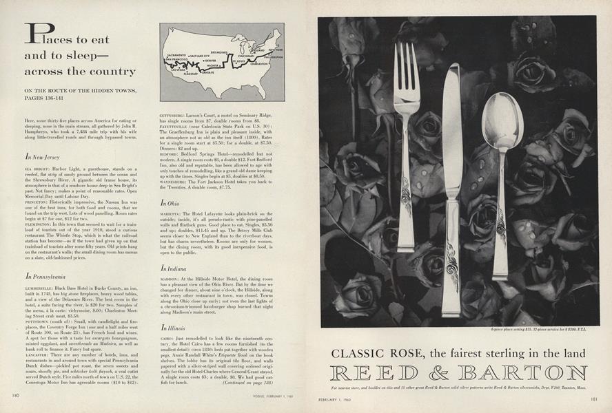 Places to Eat and to Sleep–Across the Country