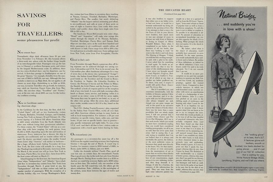 Savings for Travellers: Some Pleasures for Profit