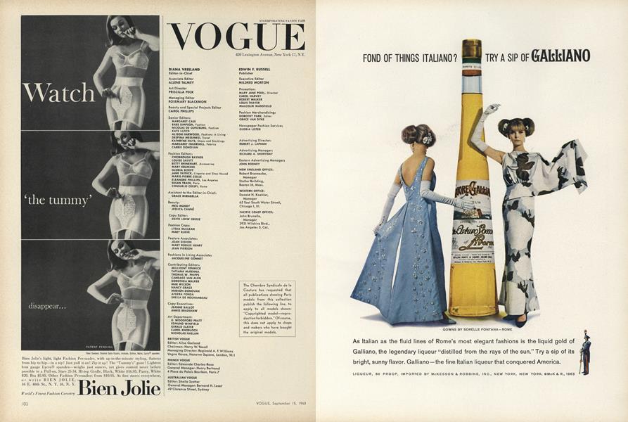 Masthead Vogue SEPTEMBER 15 1963