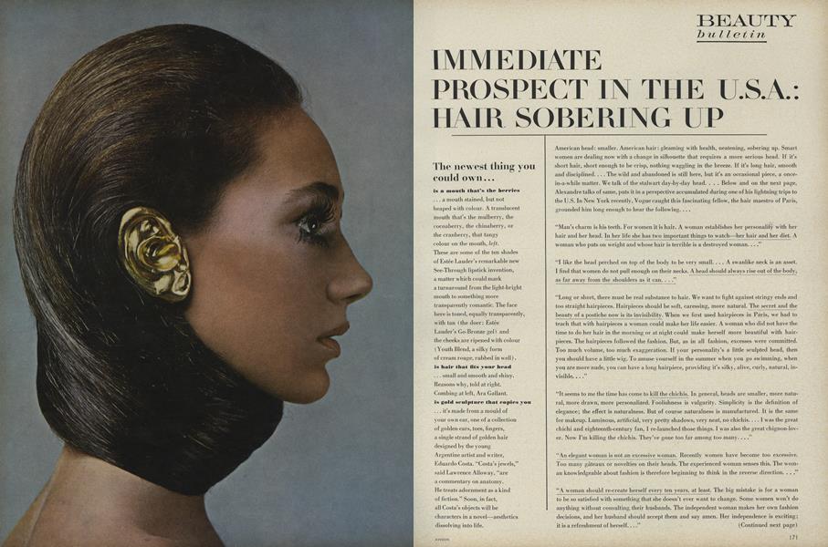 Beauty Bulletin: Immediate Prospect In the U.S.A.: Hair Sobering Up