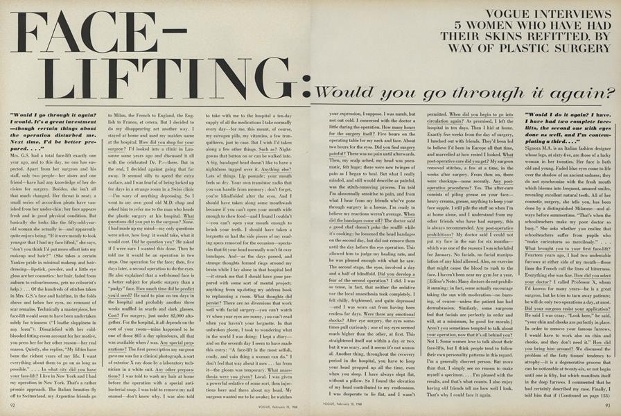 Face-Lifting: Would You Go Through it Again?