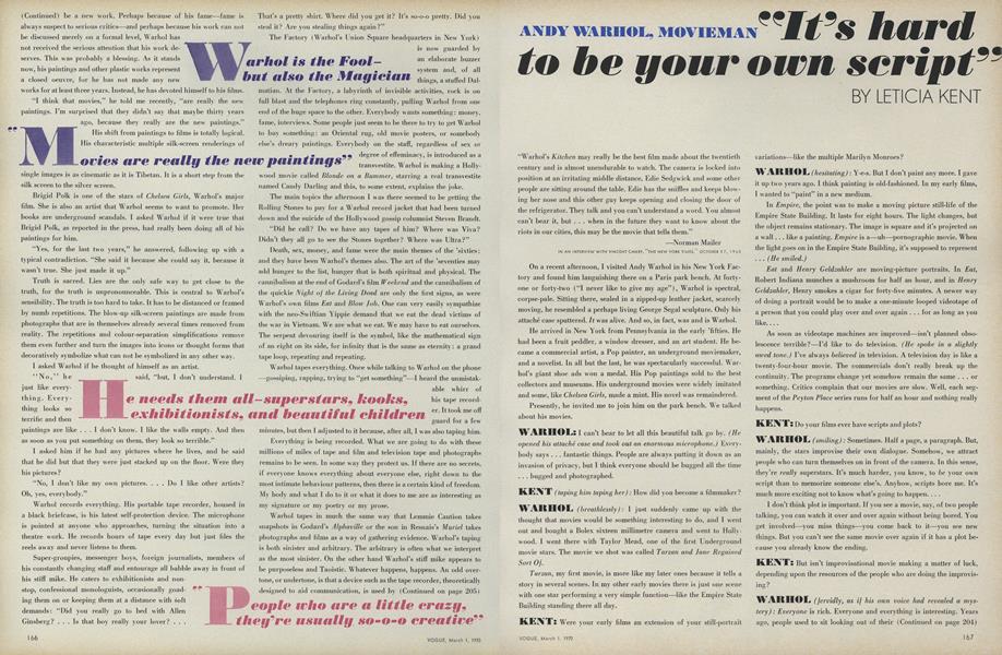 Andy Warhol, Movieman: “It’s Hard to be Your Own Script”